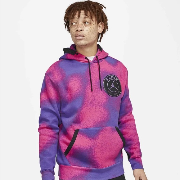 NWT Mens Nike Air Jordan PSG Tie-Dye Pullover Hoodie Size 2XL CK9649-510 Warm - Picture 1 of 16